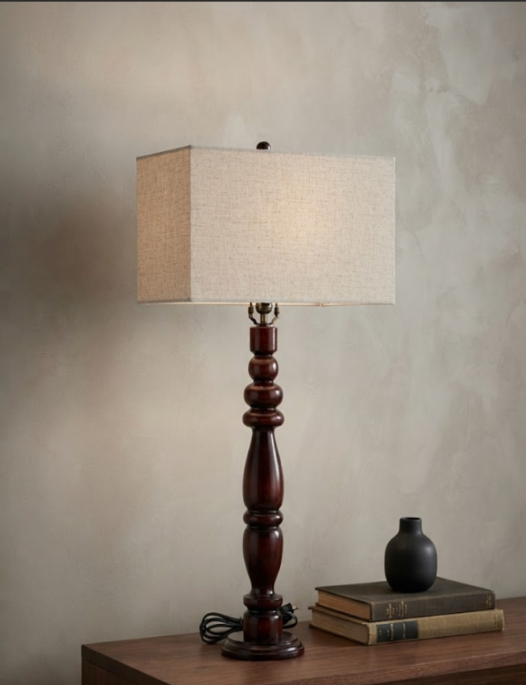 Lámpara de Mesa Madera Torneada
