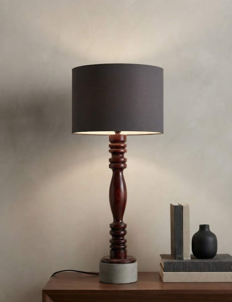 Lámpara de Mesa Madera Torneada