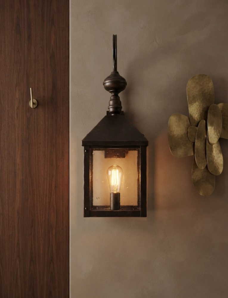 Farol de Pared Clásico de Metal Negro