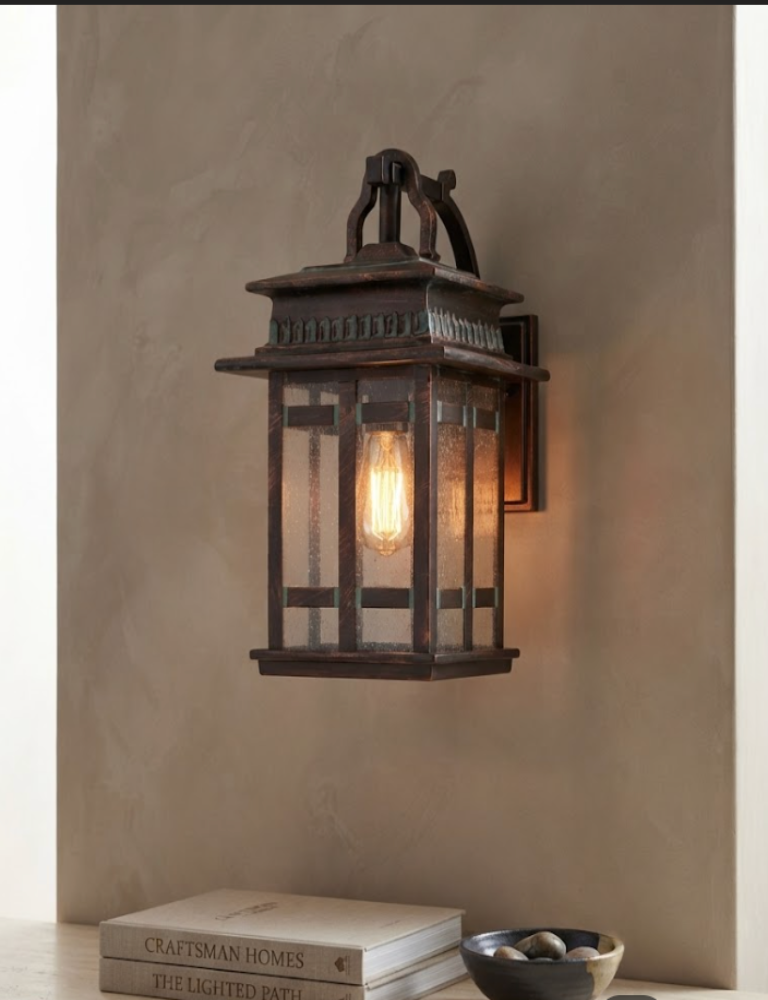 Farol de Pared Rústico de Metal con Pátina