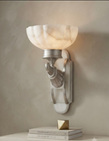 Aplique de Pared de Alabastro con Base Satinada