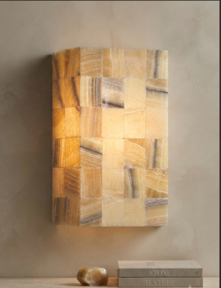 Aplique de Pared Rectangular de Alabastro en Marquetería