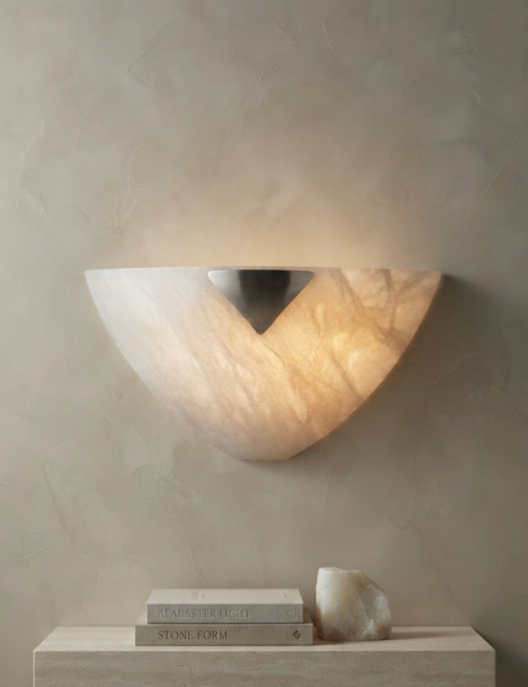 Aplique de Pared de Alabastro con Detalle Triangular