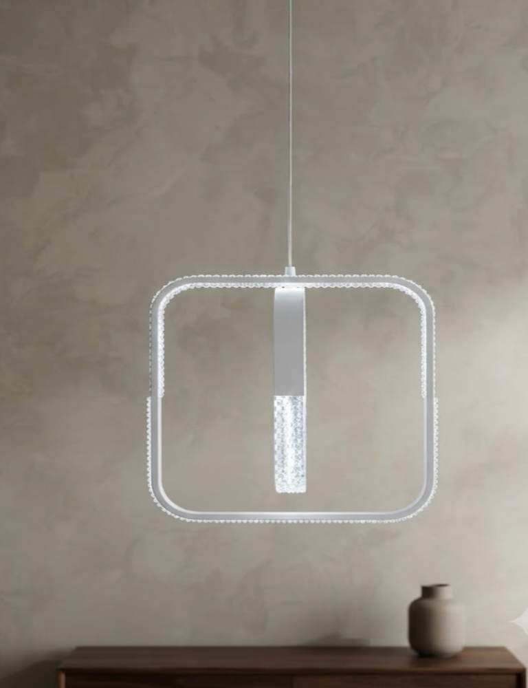 Candil LED Colgante Moderno Geométrico con Cristales