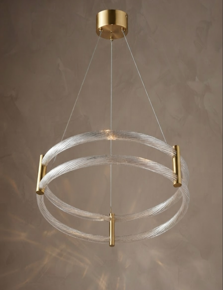 Candil Colgante Moderno de Aros de Cristal Estriado