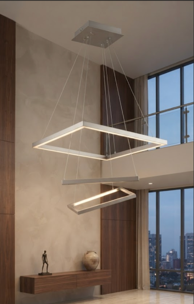 Candil LED Colgante Moderno de Marcos Cuadrados Escalonados