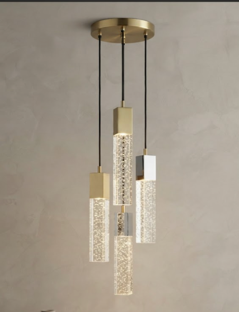 Colgante Moderno de Cristal Rectangular con Burbujas