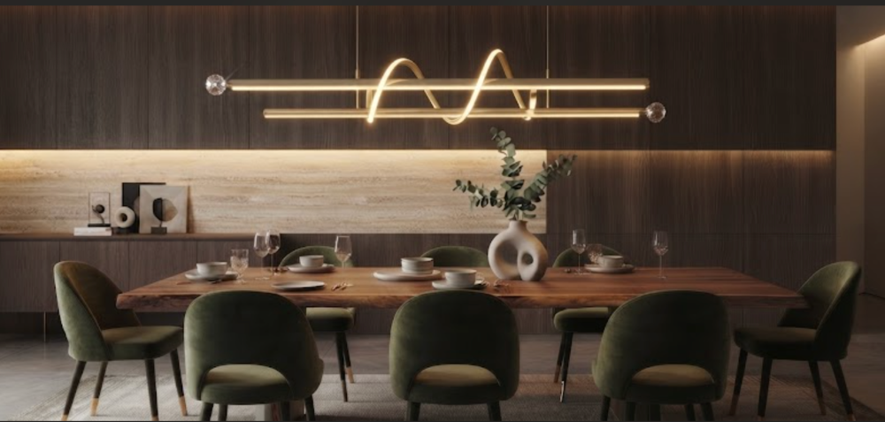 Candil Colgante Moderno Lineal con Barras LED en Espiral