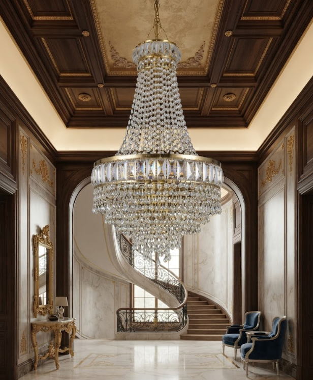 Candil Clásico Estilo Imperio de Cristal en Cascada Personalizable